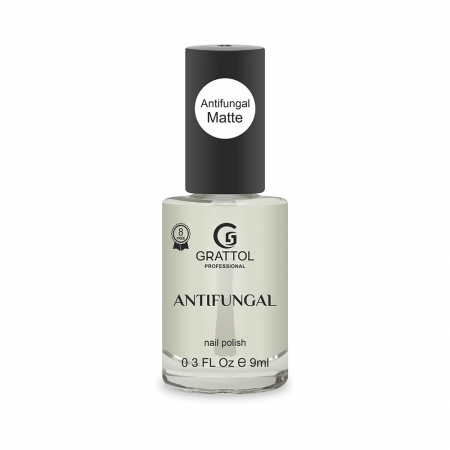 Grattol Antifungal Nail Polish Matte - Лак для ногтей матовый, сушка без лампы, 9ml